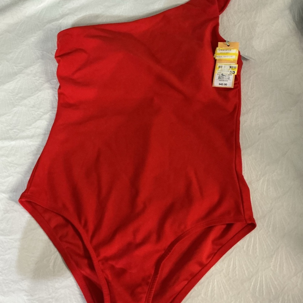 Shade & Shore Red One-Shoulder Swim One Piece